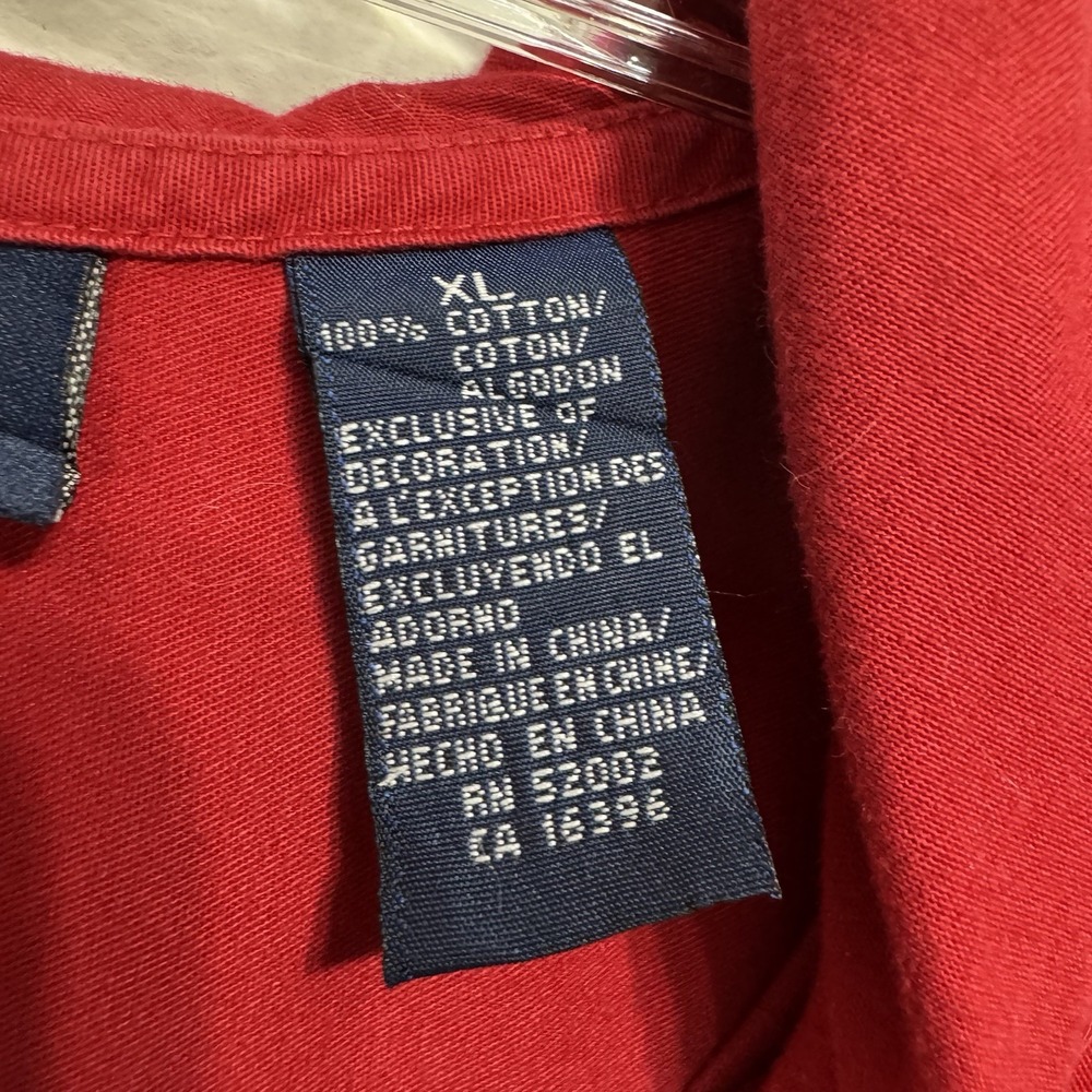 Liz Claiborne Red Long Sleeve Button Up Shirt Womens Size XL Hoodie 90s Vintage - Picture 4 of 12